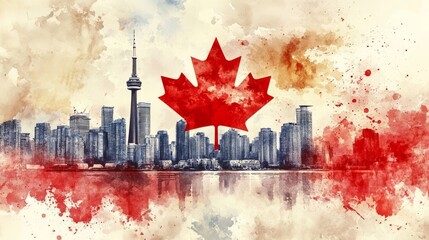 Generic Striking Watercolor Scene Modern Flag Detailed