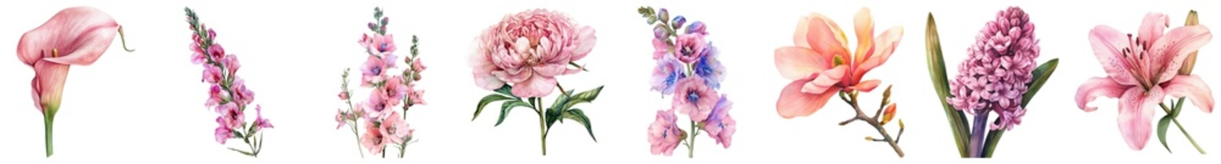 Elegant Collection of Colorful Flowers and Blooms Showcasing Natural Beauty and Delicate Petals for Floral Art Projects