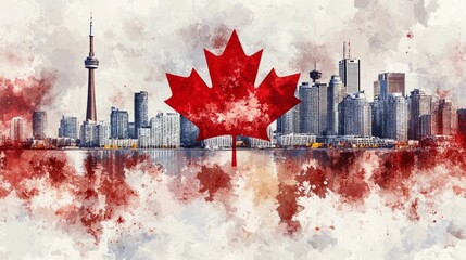 Generic Striking Watercolor View Modern High Skyline