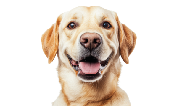 Happy labrador retriever smiling with transparent background