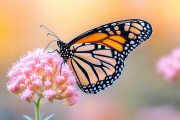 Obraz premium Boneset Monarch: The Wanderer Feeding on Common Boneset in Illinois