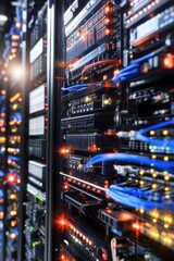 Fototapeta premium Bird's Eye View of a Vast Cloud Computing Network: Connecting the Digital World from Above
