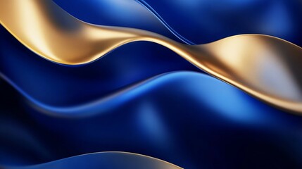 AbstractArt Dynamic Blue Scene Gold Abstract High Flowing