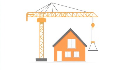 Crane building a house illustration