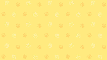 かわいい肉球の背景イラスト　イエロー © Mina3