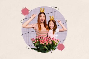 Creative artwork sketch image 3D collage of young woman school age girl crown princess gratitude...