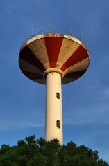water tower on a blue sky