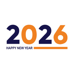 Happy new year 2026 design with colorful truncated number illustrations.