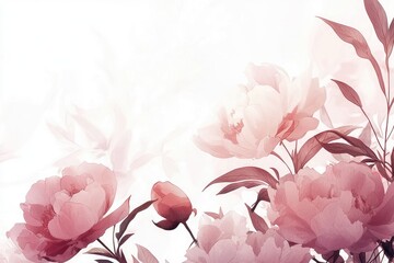 Delicate Watercolor Flowers in Soft Pink and Mauve Colors