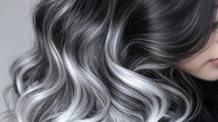 Naklejka premium Elegant Woman with Flowing, Gradient-Colored Hair Displaying a Modern Style
