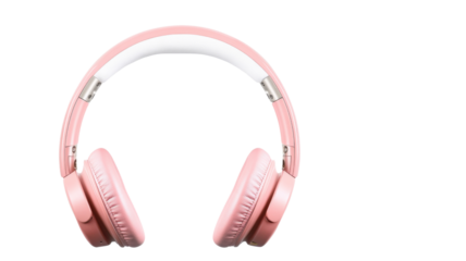 Pink wireless headphones isolated on transparent background