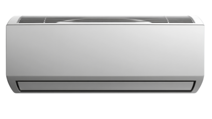 White air conditioner hanging on transparent background
