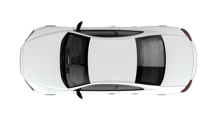 White generic sedan car parked showing roof and windshield on transparent background