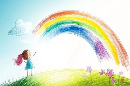 Diversi&oacute;n de verano con dibujos de ni&ntilde;os en un d&iacute;a soleado y colorido