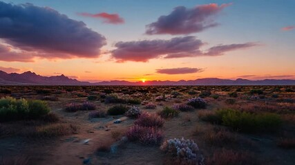 Enchanting desert sunset with vibrant sky and landscape, Arizona nature background, vibrant colors