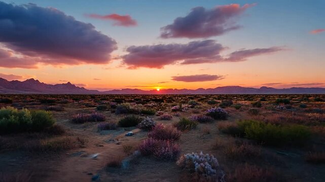 Enchanting desert sunset with vibrant sky and landscape, Arizona nature background, vibrant colors - Powered by Adobe