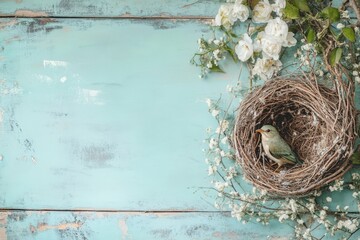 Naklejka premium Bird nest banner