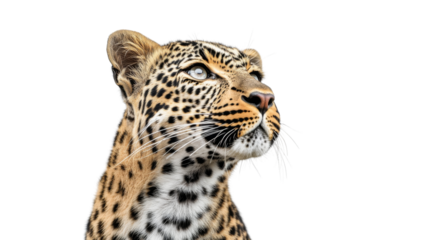 Leopard looking up with transparent background