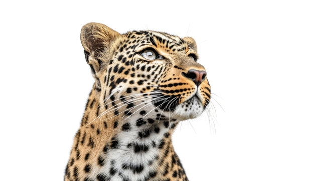 Leopard looking up with transparent background