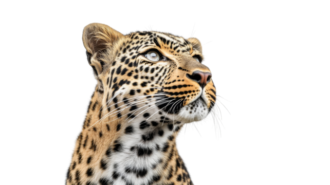 Leopard looking up with transparent background