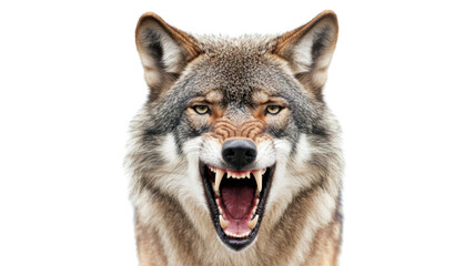 Eurasian wolf showing teeth and snarling with transparent background © Fly Frames
