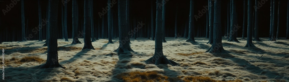 Poster a forest with trees in the foreground and background
