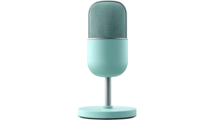 Light green minimalist microphone on transparent background for easy isolation