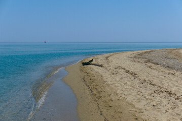 scenic lonely and sunny view of the sea shore in summer