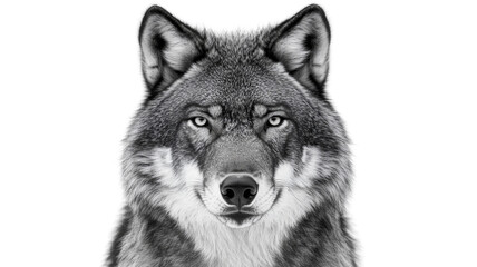 Obraz premium Portrait of a majestic wolf staring on transparent background
