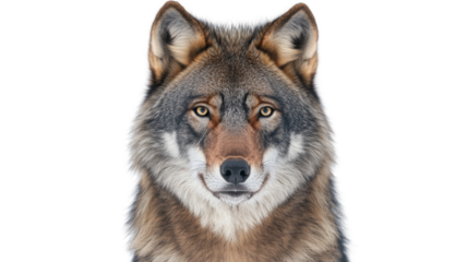 Eurasian wolf showing teeth with transparent background