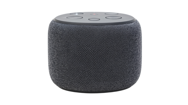 Smart speaker isolated on transparent background with control buttons