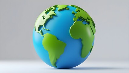A vibrant and modern 3D-rendered globe featuring a sleek, minimalistic design. The design is elegant, polished, and suitable for eco-conscious or technology-driven themes.