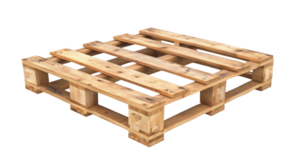 Wooden pallet isolated on transparent background for logistics and transportation