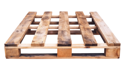 Wooden pallet isolated on transparent background, perfect for logistics and transportation projects