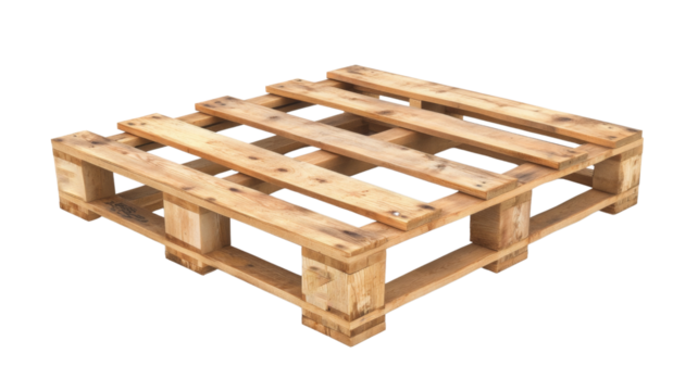 Wooden pallet isolated on transparent background for logistics and transportation
