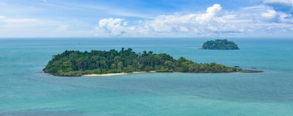 Panorama landscape ocean view high angle view sea Koh Chang Thailand outdoor nature background