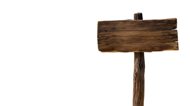 Empty wooden sign showing a transparent background for easy editing