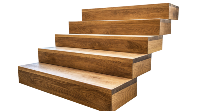 Floating wooden staircase with transparent background - Powered by Adobe