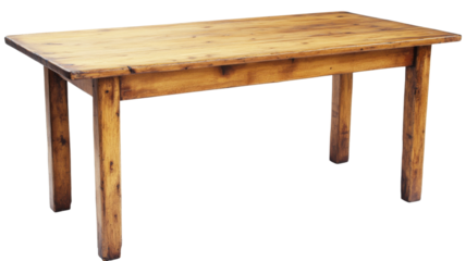 Empty wooden table isolated on transparent background