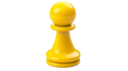Yellow pawn chess piece standing on transparent background