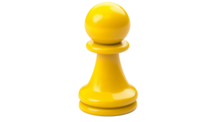 Yellow pawn chess piece standing on transparent background
