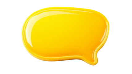 Glossy yellow speech bubble communicating on transparent background