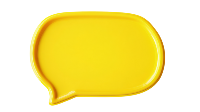 Yellow speech bubble communicating on transparent background - Powered by Adobe