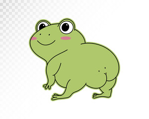 Cute cartoon frog butt drawing. Funny illustration with slogan, vector clip art.