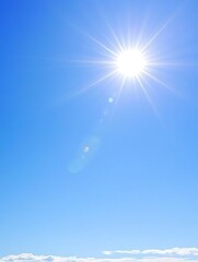 The bright sun shines brightly in the clear blue sky above