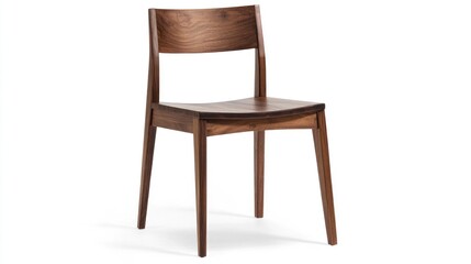 Modern Walnut Dining Chair, Isolated Studio Shot