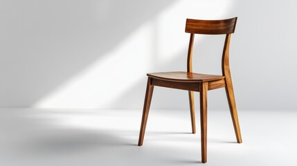 Modern wooden chair in a bright room.  Possible use Interior design