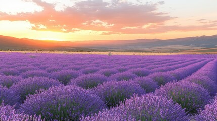 Fototapeta premium Lavender Field Sunset View (5)