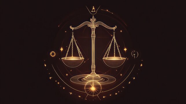 Digital Libra Scales, Abstract Design, Symbol of Justice