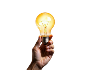 hand holding light bulb
